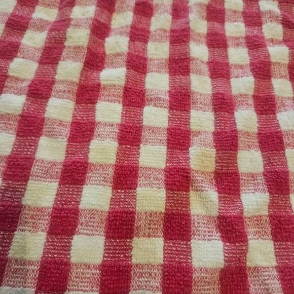 Vintage Red Plaid Terry Cloth Hand Towel 22" x 13" - Picture 2 of 4